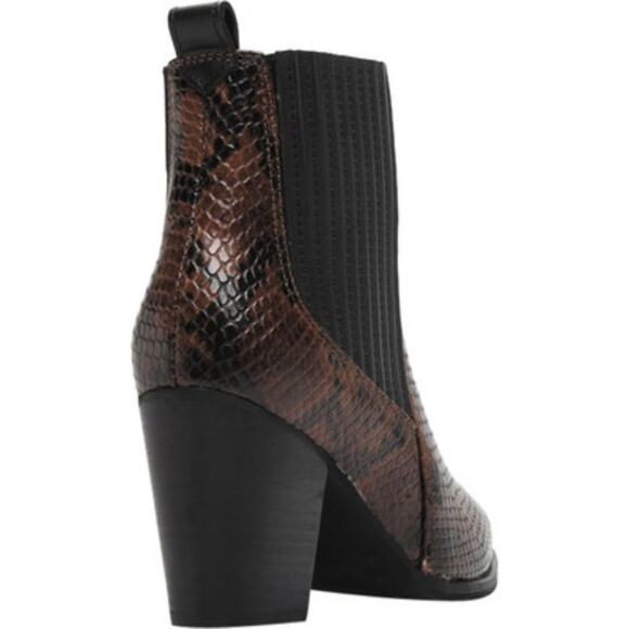 Clarks West Lo Dark Tan Snake Leather Heeled Booties - Picture 16 of 16